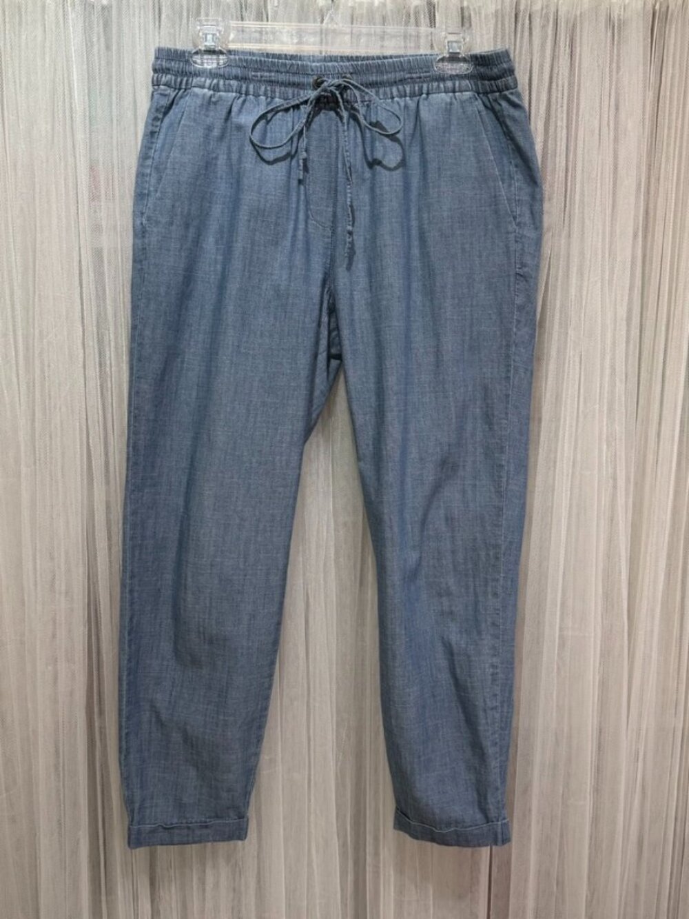 J.Crew Chambray Drawstring Jogger Pants Women's Size 6 Blue 100% Cotton